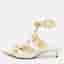 Valentino Roman Stud Size 37.5 White Leather Ankle Strap Sandals