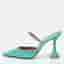 Amina Muaddi Gilda Size 38 Green Glitter Crystal Embellished Mules