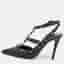 Valentino Rockstud Size 37.5 Black Leather Ankle Strap Pumps