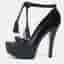 Louis Vuitton Size 38.5 Navy Blue/Black Suede and Velvet Platform Pumps