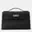 Hermes Pochette kelly Black Swift Leather Top Handle Bags