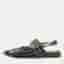 Ganni Size 41 Black Leather Buckle Slingback Flats