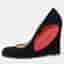 Christian Louboutin Size 38 Black Suede Wedge Pumps