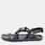 Louis Vuitton Size 42.5 Navy Blue Python Leather LV Logo Criss Cross Flat Slingback Sandals