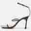 Amina Muaddi Maya Size 40 Black Patent Leather Ankle Strap Sandals