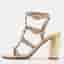 Valentino Rockstud Size 37.5 Gold Leather Ankle Strap Sandals