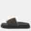 Fendi FF Size 43 Brown Canvas and Leather Logo Detail Slide Sandals