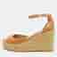 Stuart Weitzman Nudistia Size 38 Brown Leather Ankle Strap Espadrille Wedge Sandals
