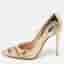 Gianvito Rossi Size 39.5 Metallic Gold Patent Leather Pointed Toe Pumps
