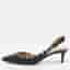 Valentino Rockstud Size 36.5 Black Leather D'orsay Slingback Pumps