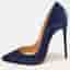 Christian Louboutin So Kate Size 40 Navy Blue Suede Pointed Toe Pumps