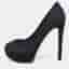 Dior Size 36 Black/Blue Cannage Cutout Suede Peep Toe Platform Pumps