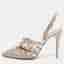Valentino Rockstud Size 37 Silver/Metallic Beige Patent and Leather Pumps