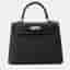 Hermes Kelly Sellier Black Epsom Size 25 Top Handle Bags