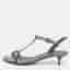 Burberry Size 38 Metallic Patent Leather and PVC Ankle Strap Kitten Sandals