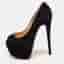 Christian Louboutin Daffodile Size 36.5 Black Suede Peep Toe Pumps
