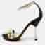 CH Carolina Herrera Size 38 Black/Gold  Leather and Suede Crystals Embellished Ankle Strap Sandals