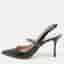 Miu Miu Crystal Embellished Size 39.5 Black Patent Leather Slingback Pumps