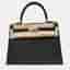 Hermes Kelly 25 Noir Epsom Calfskin Leather Top Handle Bag