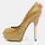 Louis Vuitton Oh Really! Size 37 Gold Patent Leather Platform Pumps