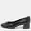Tory Burch Laila Size 40 Black Leather and Patent Bow Cap Toe Block Heel Pumps