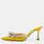 Mach & Mach Double Bow Size 38 Yellow Patent Leather Mules