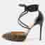 Christian Louboutin Suzanna Size 37.5 Black/Gold Leather and Patent Leather Pumps