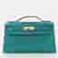 Hermes Bleu Paon Swift Kelly Pochette Top Handle Bag