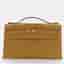 Hermes Jaune Ambre Swift Kelly Pochette Top Handle Bag
