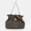 Michael Kors Ruched Large Brown Signature Coated Canvas Pouch Clutch