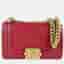 Chanel Boy Small Red Quilted Caviar Leather Shoulder Bag