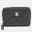 Chanel Classic Zipped Black Caviar Quilted Leather Coin Purse