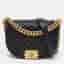 Chanel Boy Curved Small Black Quilted Caviar Leather Messenger Bag