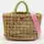 Prada Green/Pink Floral Raffia Tote