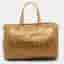 Carolina Herrera Andy Gold Monogram Embossed Leather Satchel