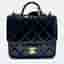 Chanel Mini Flap Black Patent Leather Top Handle Bag