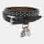 Alexander McQueen Studded Leather Skull Charm Silver Tone  Double Wrap Bracelet