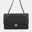 Chanel Matelasse W Flap Chain shoulder Bag Black Caviar Leather Size 25