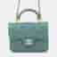 Chanel Mini Flap Bag Green Lambskin Leather Top Handle Bag