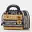 Dior Lady Dior Mini Beige/Navy Blue Wicker and Oblique Canvas Tote