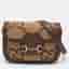 Gucci Horsebit 1955 Mini Beige/Brown Jumbo GG Canvas and Leather Shoulder Bag