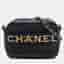 Chanel Logo Enchained Small Black Quilted Calfskin Camera Shoulder Bag