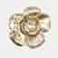 Chanel Script Logo Camellia Flower Crystals Gold Tone Brooch