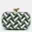 Bottega Veneta Knot Green/White Intrecciato Leather Clutch