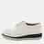 Prada Size 39 Light Grey Leather Lace Up Wingtip Brogue Derby