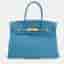 Hermes Birkin 30 Turquoise Togo Calfskin Leather Top Handle Bag