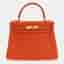 Hermes Kelly 28 Terre Battue Togo Calfskin Leather Top Handle Bag