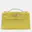 Hermes Kelly Pochette Jaune Citron Swift Calfskin Leather Clutch Bag