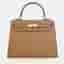 Hermes Kelly 25 Biscuit Veau Madame Calfskin Leather Top Handle Bag