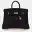 Hermes Birkin 25 Black Volupto Calfskin Leather Top Handle Bag